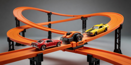Hot Wheels motorized booster race track set